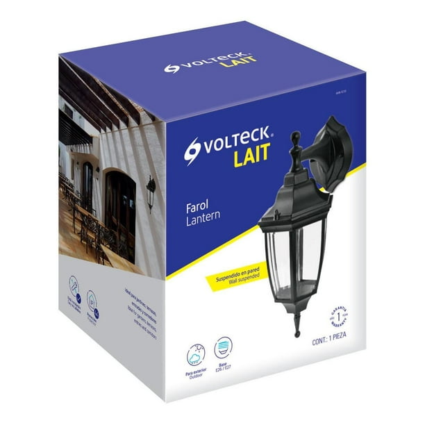 VOLTECH WALL LANTERN LED, 340 lumen, 8w Powered, Black Aluminum Frame, White Frosted Glass Lantern VOLTECH 46342 VOLTECH WALL LANTERN LED, 340 lumen, 8w Powered, Black Aluminum Frame, White Frosted Glass Lantern VOLTECH 46342